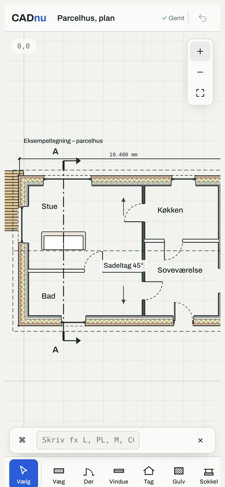 Den samme tegning på en mobiltelefon